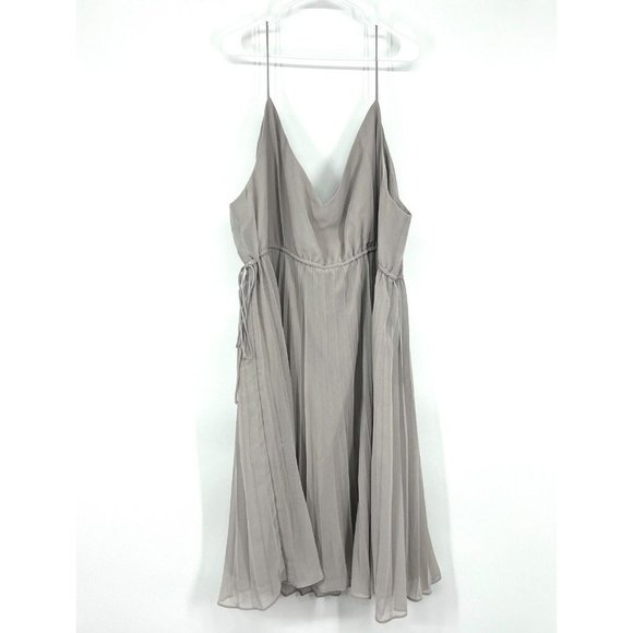 ASOS Dress Gray Pleated Cami Midi Sleeveless Drawstring NWT - Picture 9 of 11